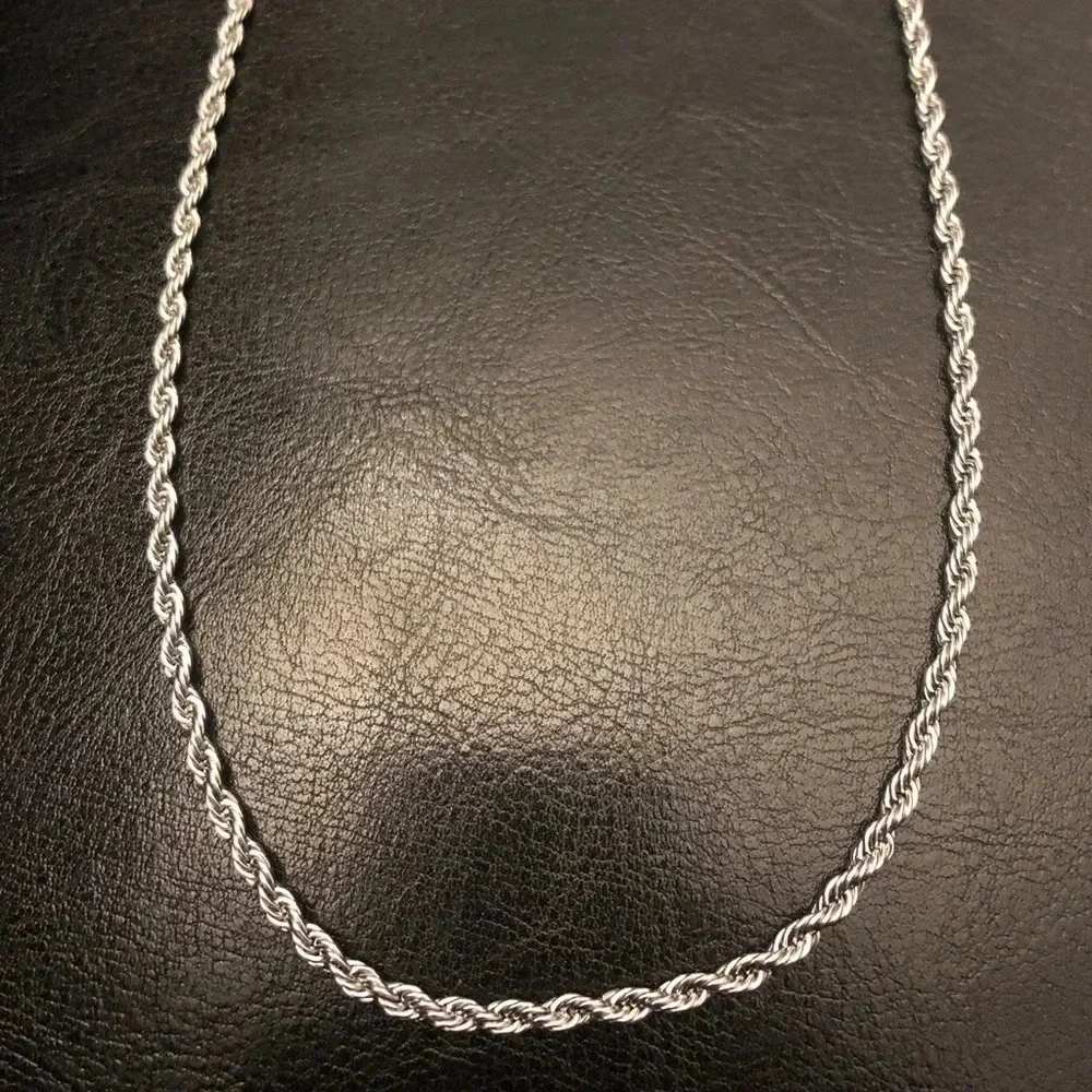 Gold or Silver Mens Rope Chain Necklace 3 mm